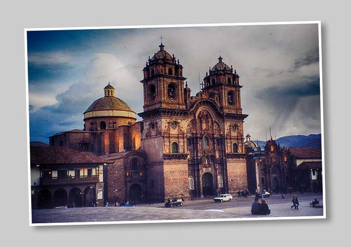 Vy över Plaza de Armas i Cuzco